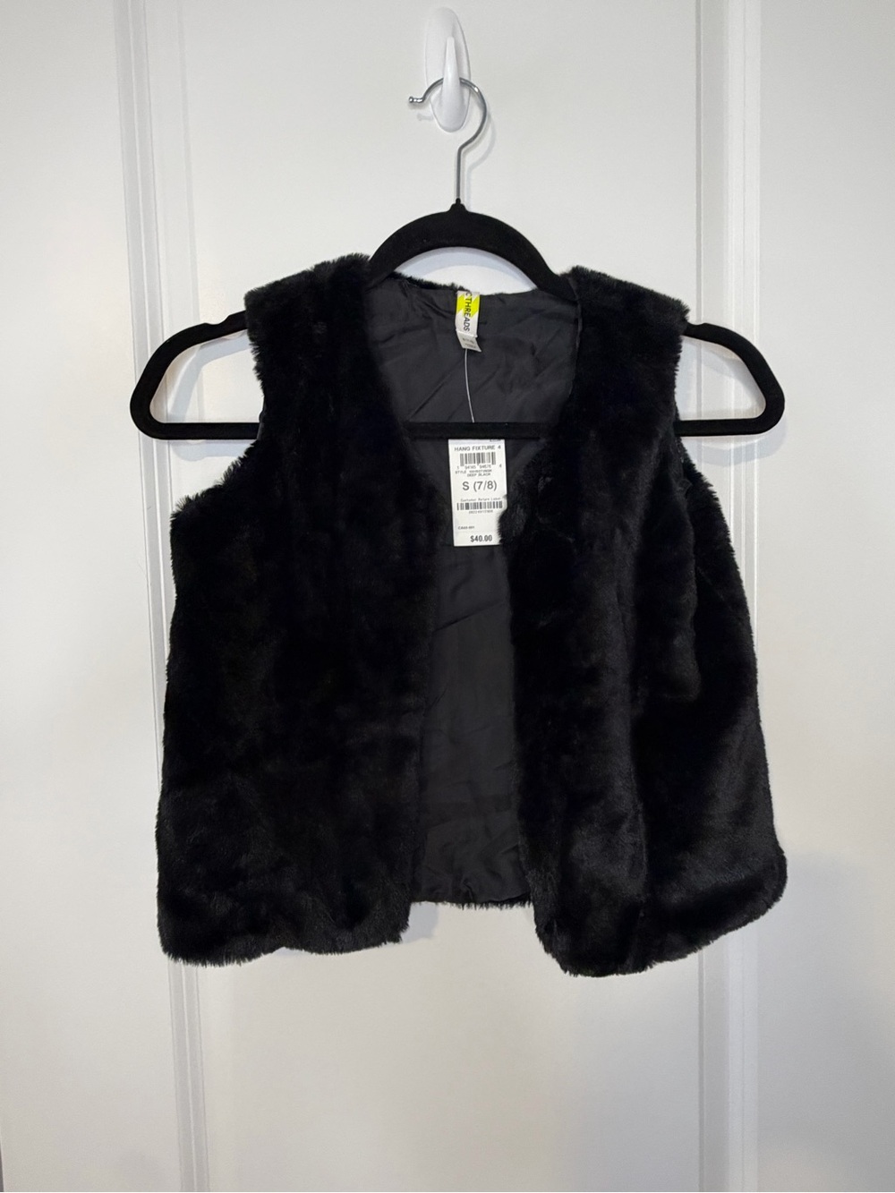 Girls Epic Threads Black Faux Fur Kids Vest NWT
